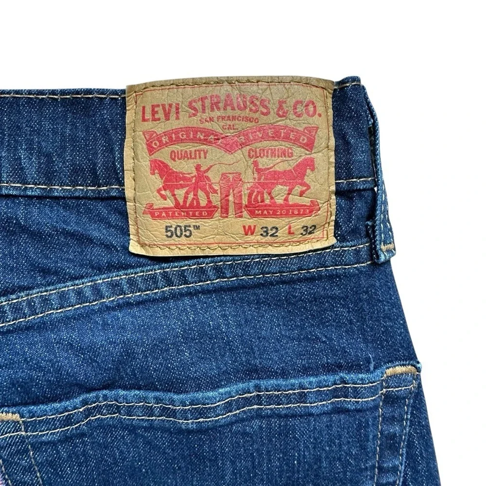 Levi's 505 Regular Fit Straight Leg Jeans - Dark‎ Wash - 32x32